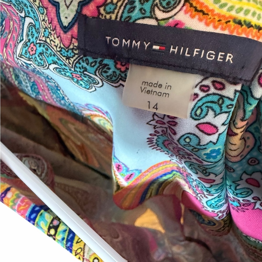 Tommy Hilfiger Fun Colorful Paisley Print Shift Dress Size 14 Stretch Knit - Picture 9 of 10